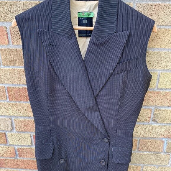 Vintage 1986 Jean Paul Gaultier Pinstriped Double-Breasted Waistcoat Size 40 - Picture 3 of 15
